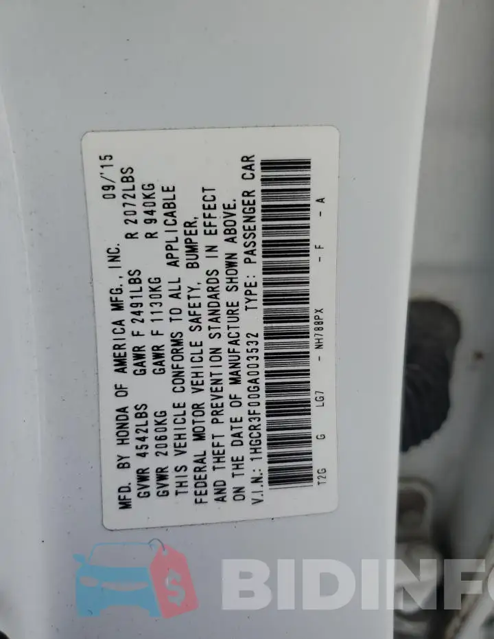 1HGCR3F00GA003532 Photo# 12