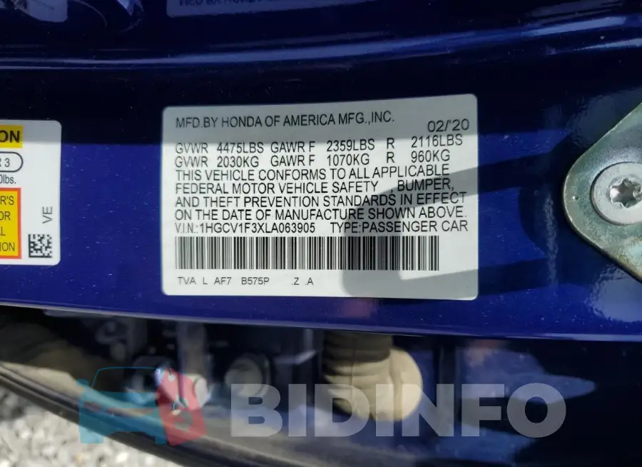 1HGCV1F3XLA063905 Photo# 12