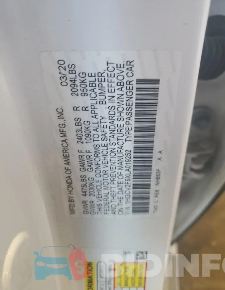 1HGCV2F9XLA019252 Photo# 12