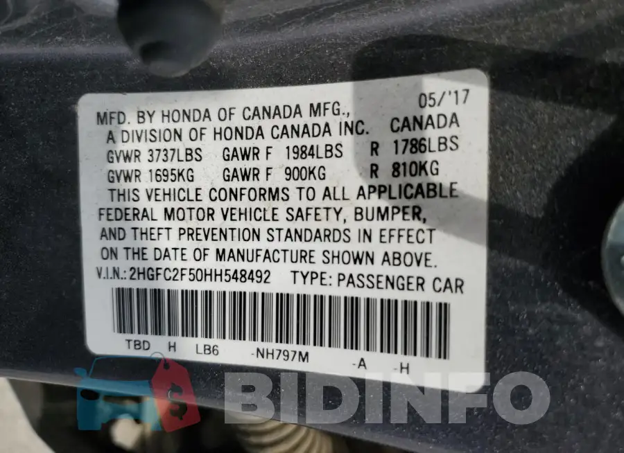2HGFC2F50HH548492 Photo# 12