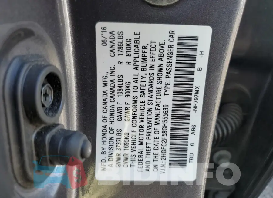 2HGFC2F58GH555639 Photo# 12