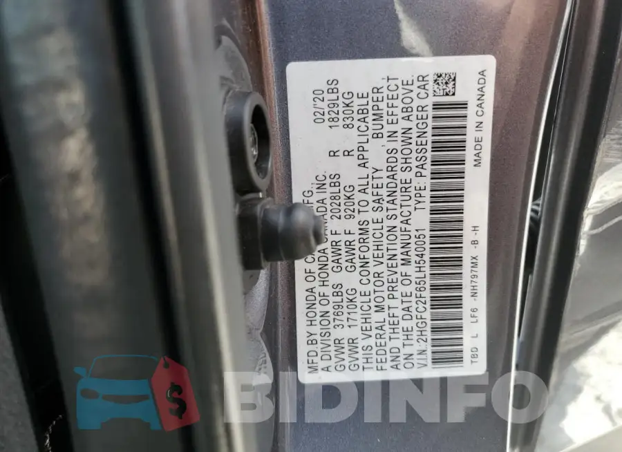 2HGFC2F65LH540051 Photo# 12