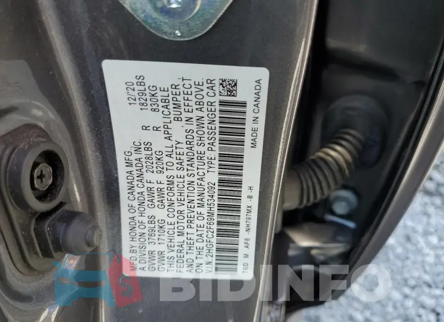 2HGFC2F69MH534092 Photo# 12