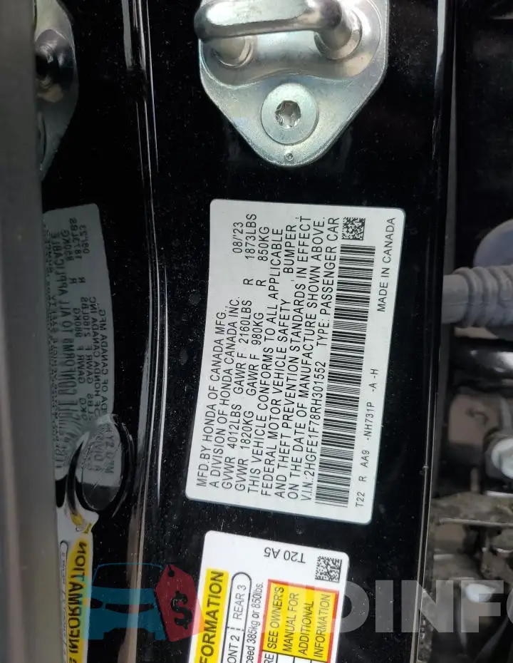 2HGFE1F78RH301552 Photo# 13