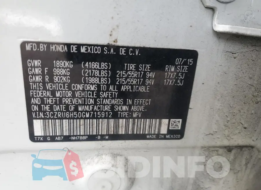 3CZRU6H50GM715912 Photo# 14