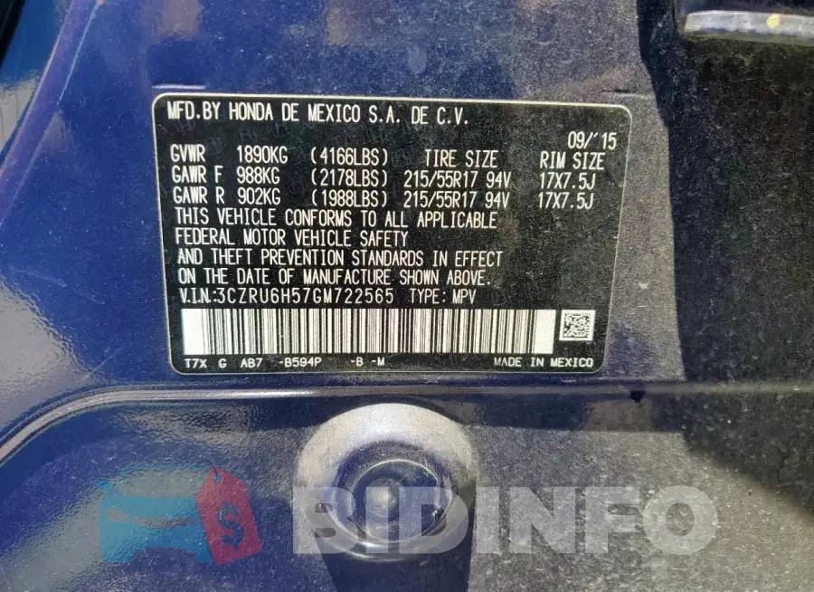 3CZRU6H57GM722565 Photo# 14