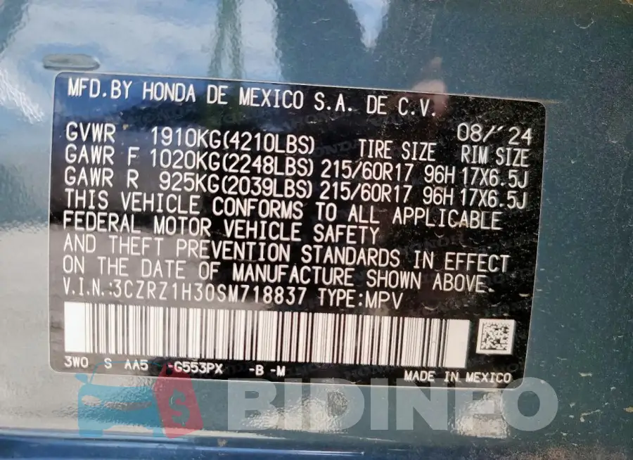 3CZRZ1H30SM718837 Photo# 13