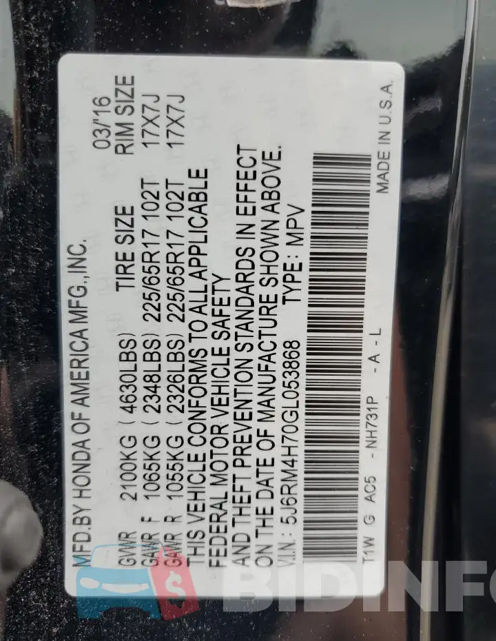 5J6RM4H70GL053868 Photo# 13