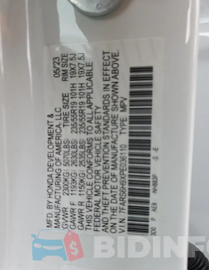 7FARS6H9XPE036110 Photo# 14
