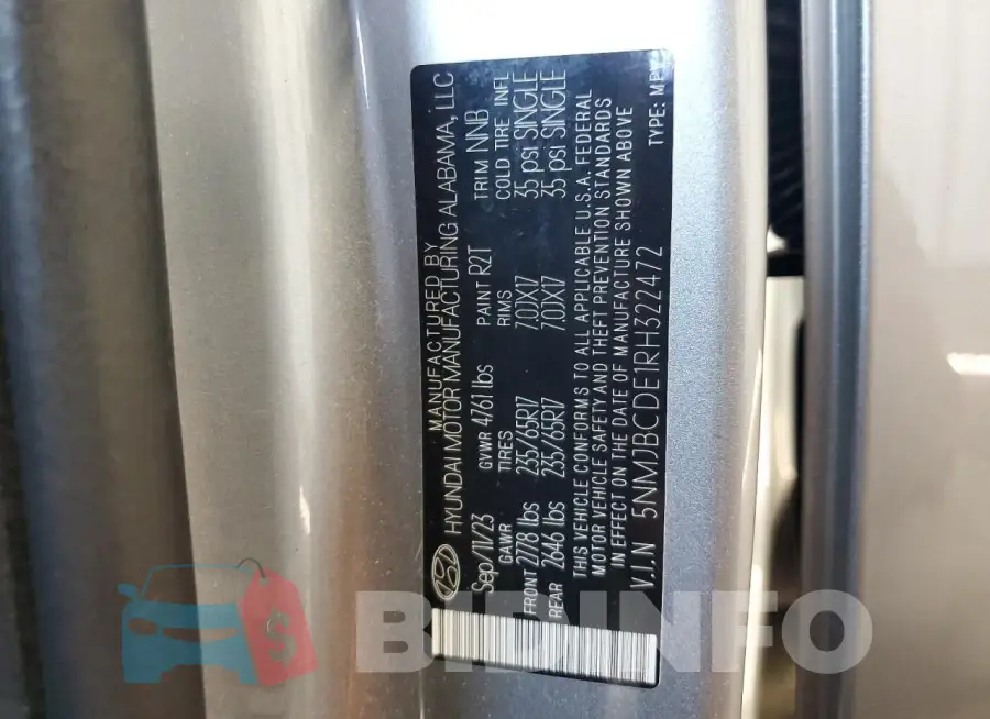 5NMJBCDE1RH322472 Photo# 14