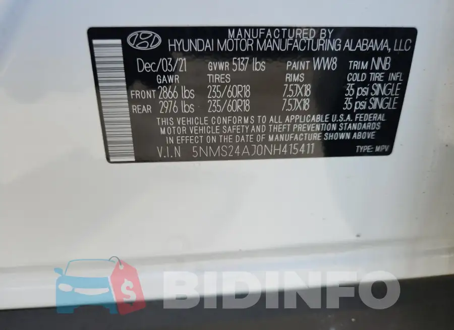 5NMS24AJ0NH415411 Photo# 12