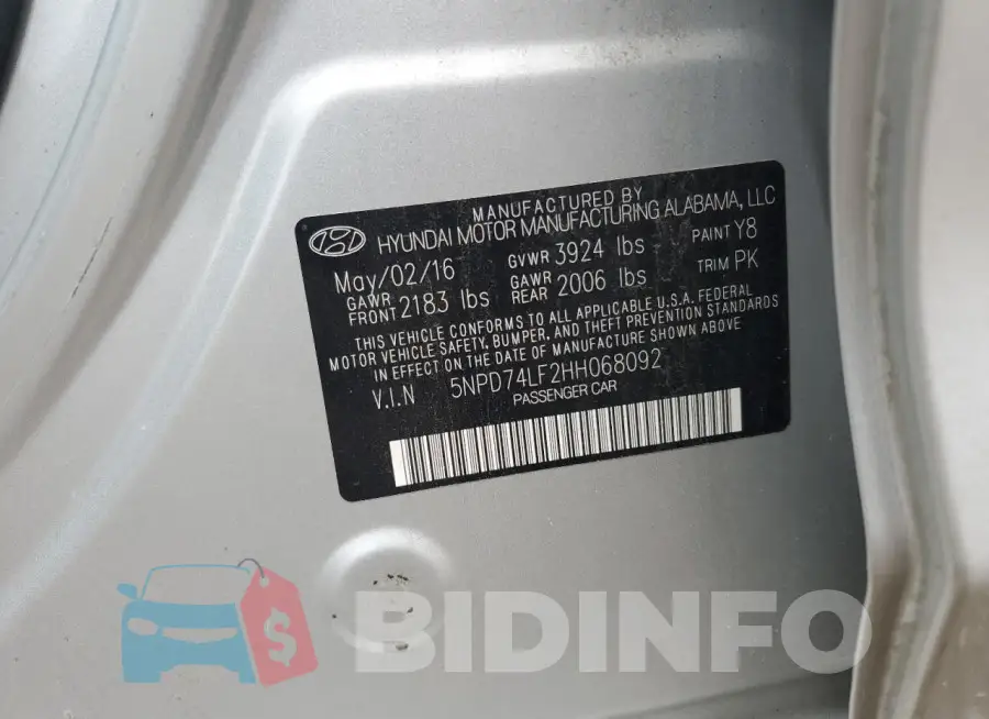5NPD74LF2HH068092 Photo# 12