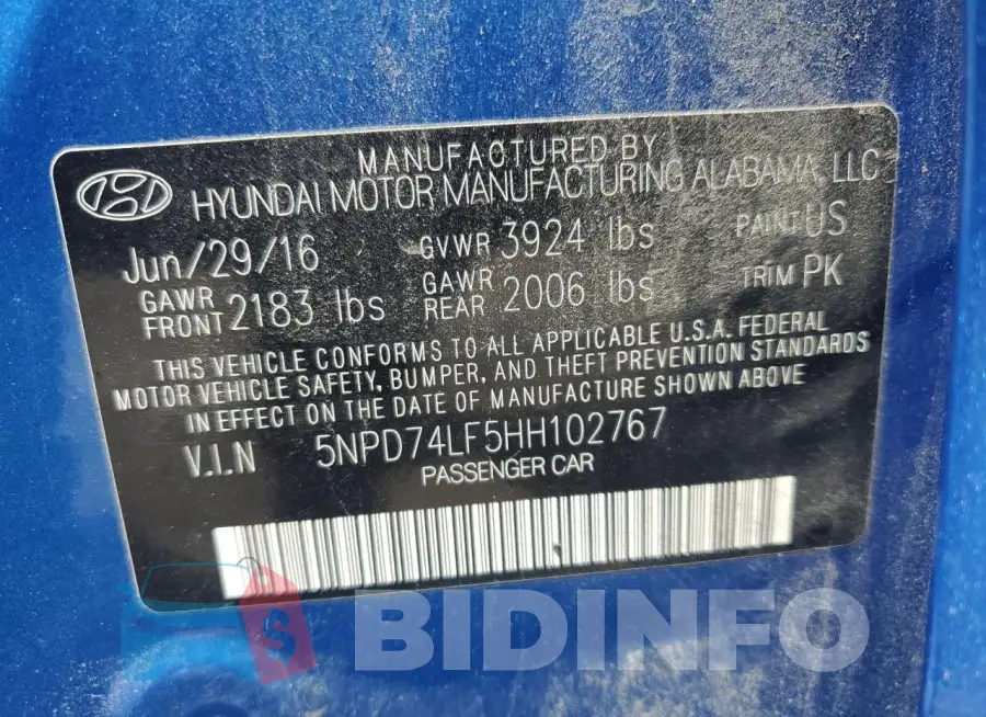 5NPD74LF5HH102767 Photo# 12