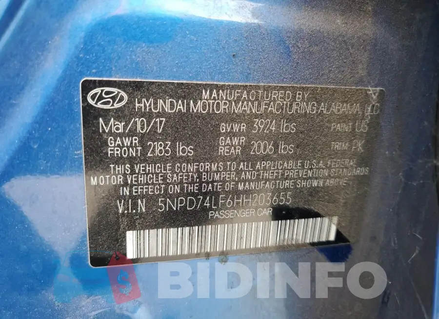 5NPD74LF6HH203655 Photo# 12