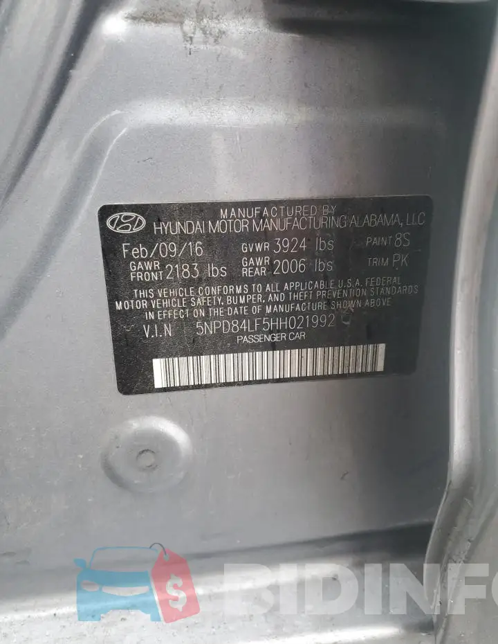 5NPD84LF5HH021992 Photo# 12