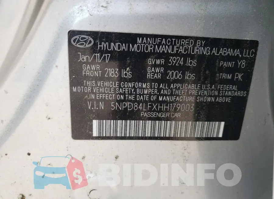 5NPD84LFXHH179003 Photo# 13