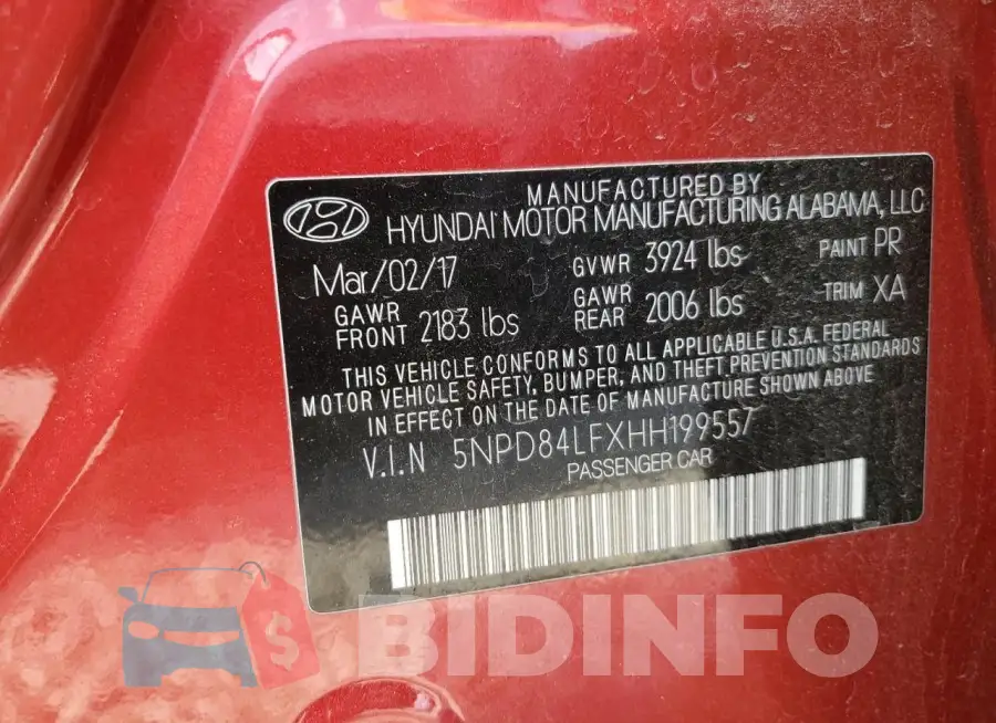 5NPD84LFXHH199557 Photo# 13