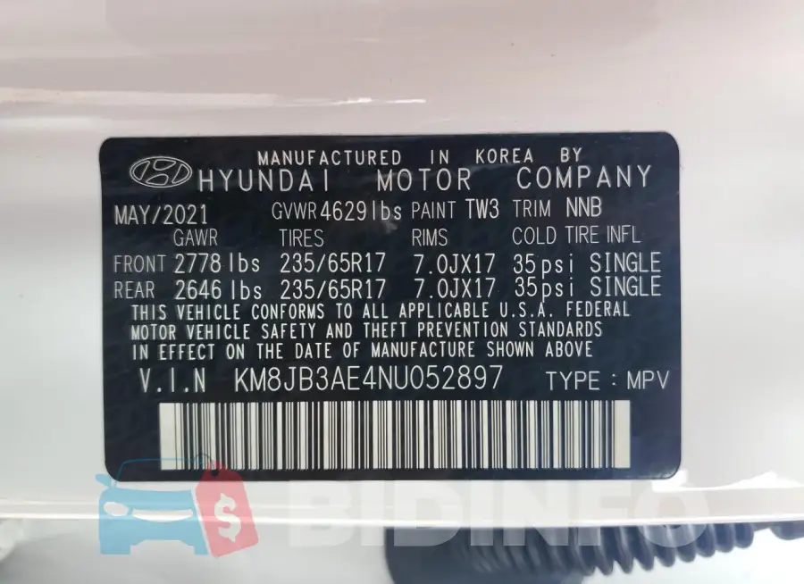 KM8JB3AE4NU052897 Photo# 13