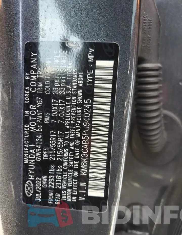 KM8K3CAB5PU940245 Photo# 12