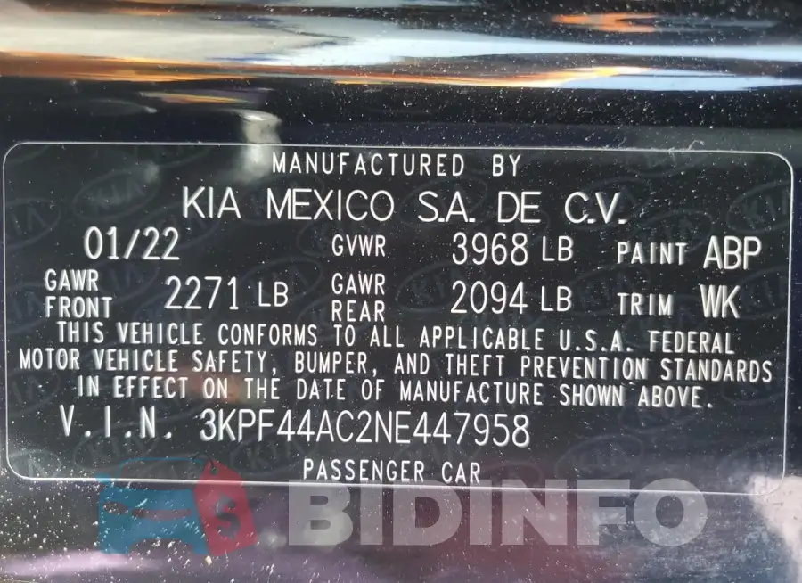3KPF44AC2NE447958 Photo# 12