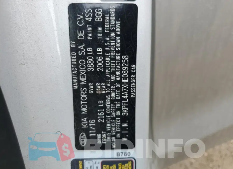 3KPFL4A7XHE089258 Photo# 12
