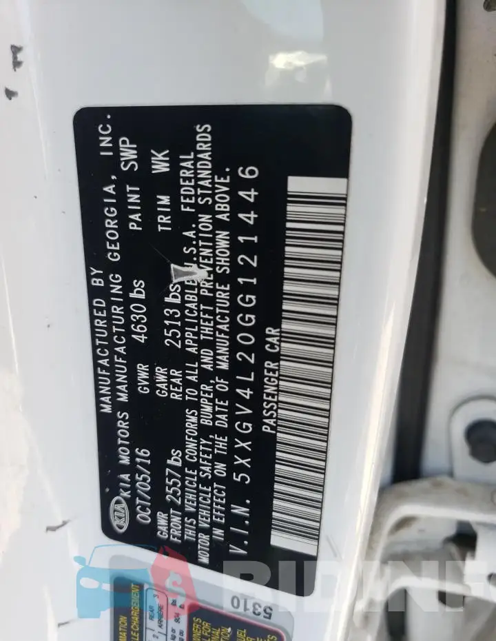 5XXGV4L20GG121446 Photo# 12