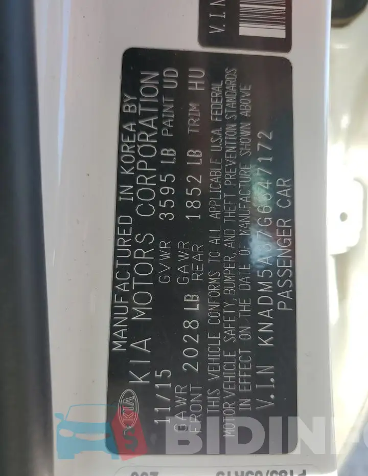 KNADM5A37G6647172 Photo# 12