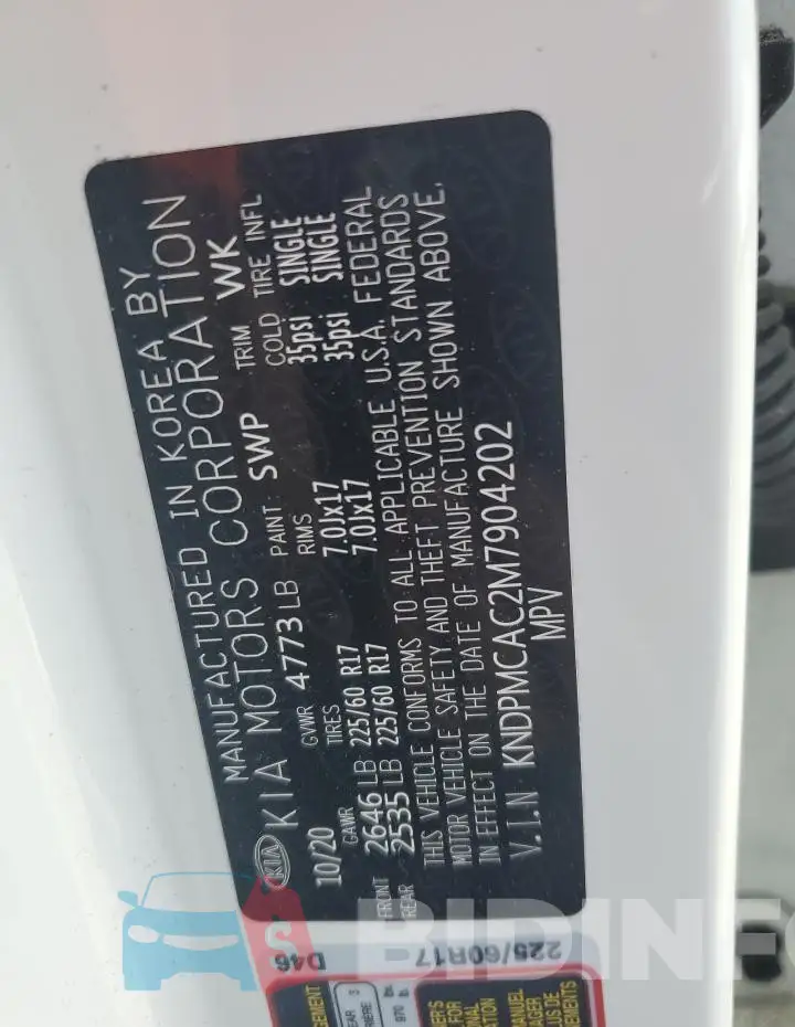 KNDPMCAC2M7904202 Photo# 14