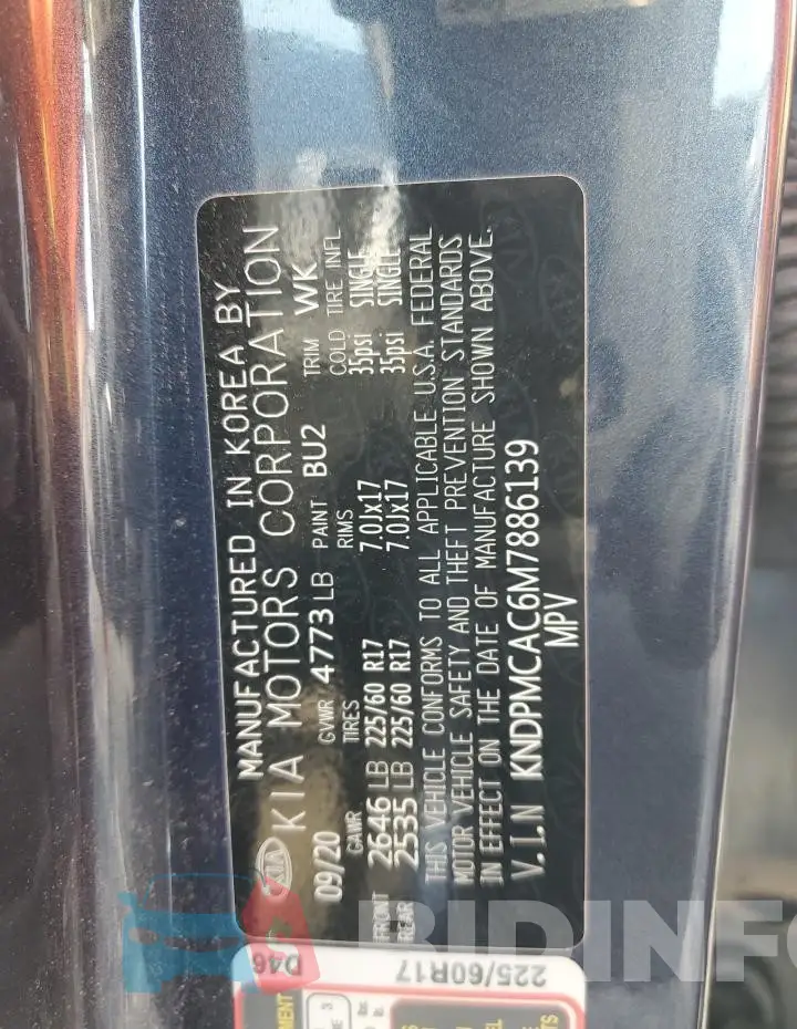 KNDPMCAC6M7886139 Photo# 14