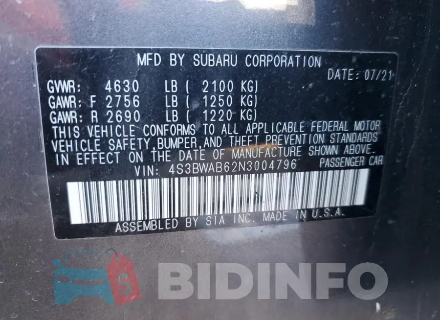 4S3BWAB62N3004796 Photo# 12