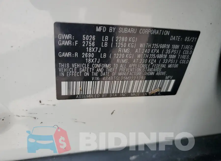 4S4BTGLD5M3221293 Photo# 13