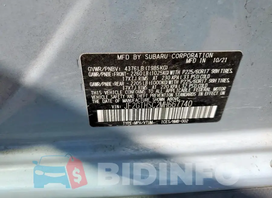JF2GTHSC2MH667740 Photo# 13
