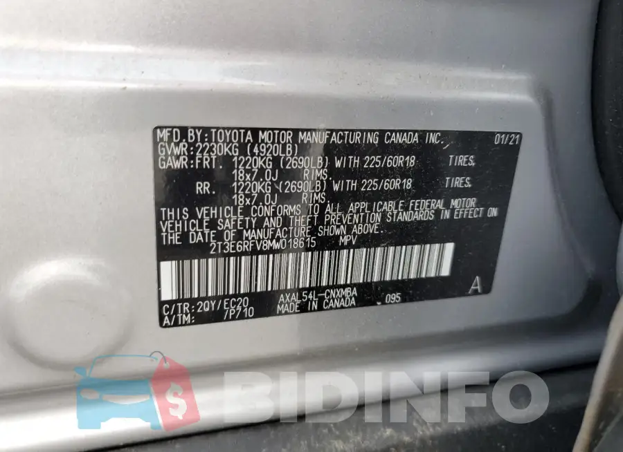 2T3E6RFV8MW018615 Photo# 13