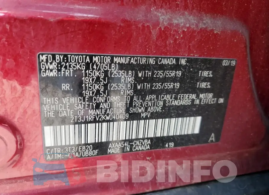 2T3J1RFV2KW040409 Photo# 13