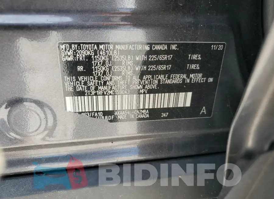 2T3P1RFV2MC159043 Photo# 13