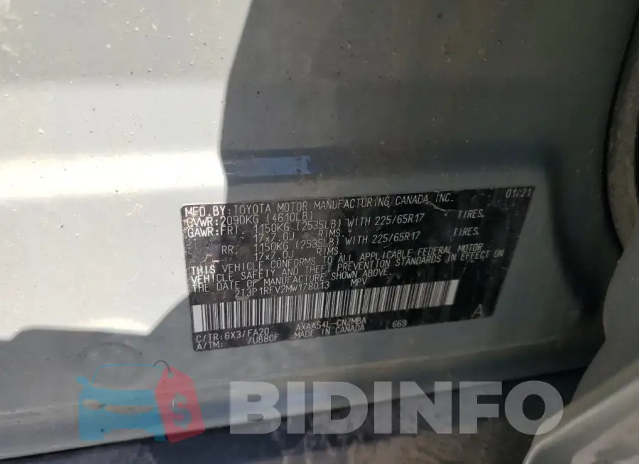 2T3P1RFV2MW178013 Photo# 13
