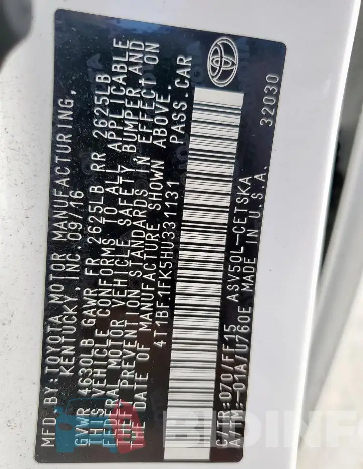 4T1BF1FK5HU331131 Photo# 13