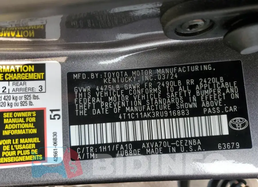 4T1C11AK3RU916883 Photo# 13