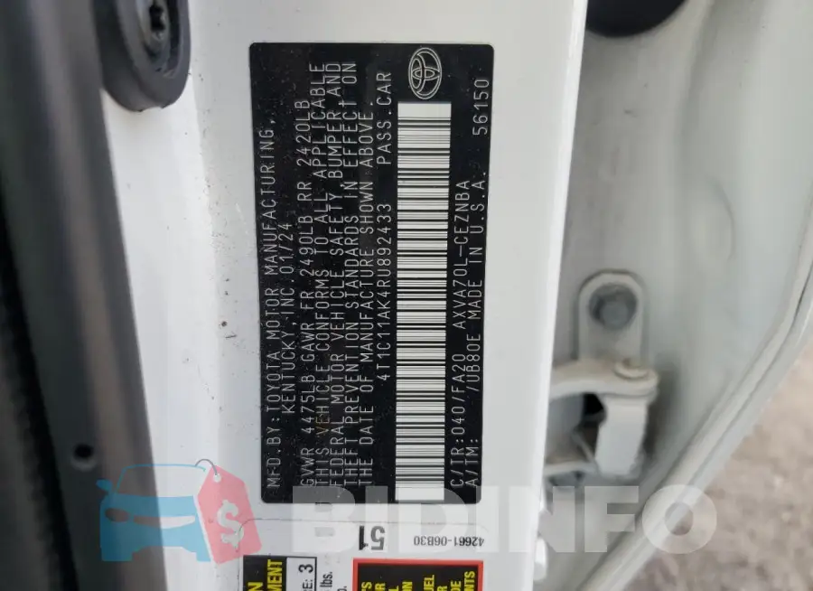 4T1C11AK4RU892433 Photo# 12