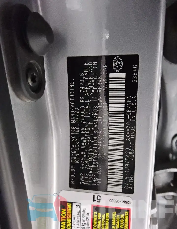 4T1C11AK9PU810001 Photo# 12