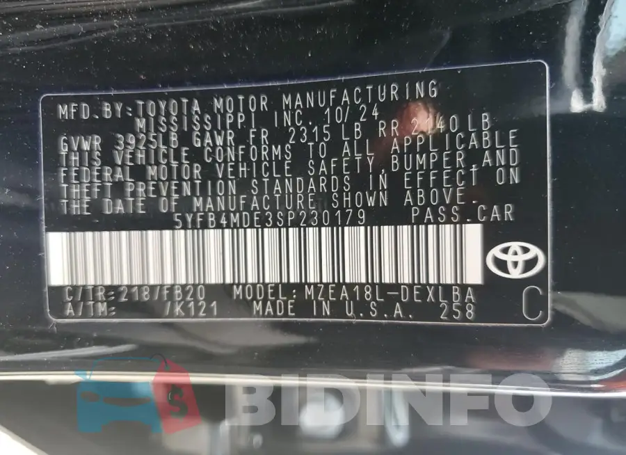 5YFB4MDE3SP230179 Photo# 12