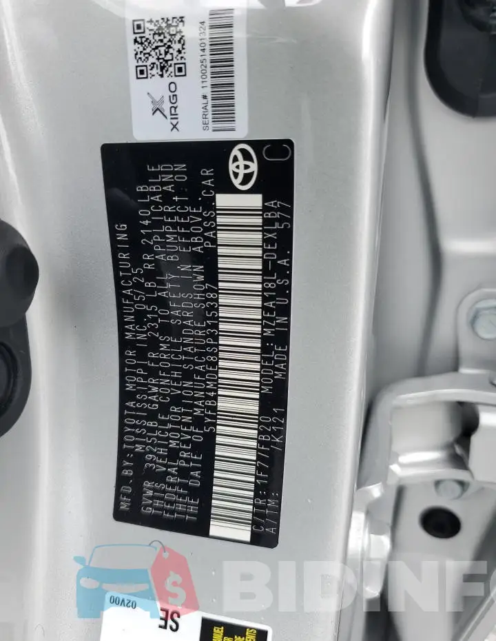 5YFB4MDE8SP315387 Photo# 13