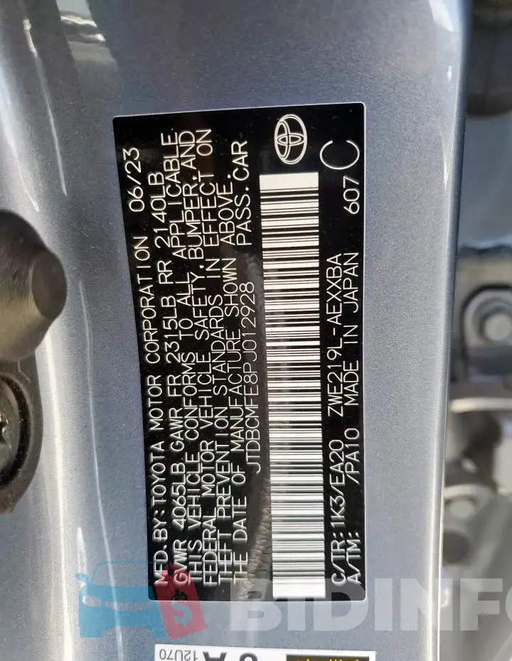 JTDBCMFE8PJ012928 Photo# 12