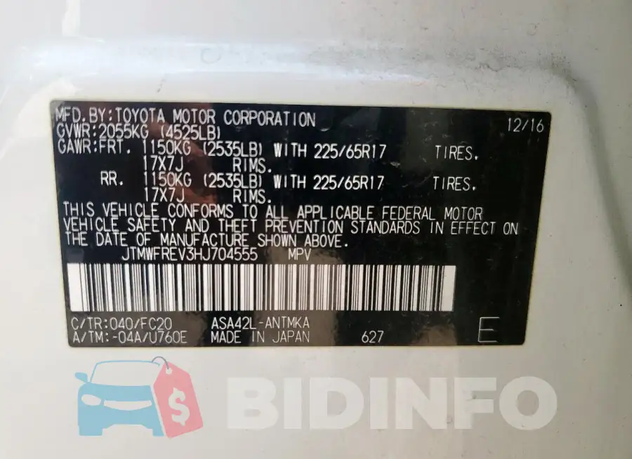 JTMWFREV3HJ704555 Photo# 13