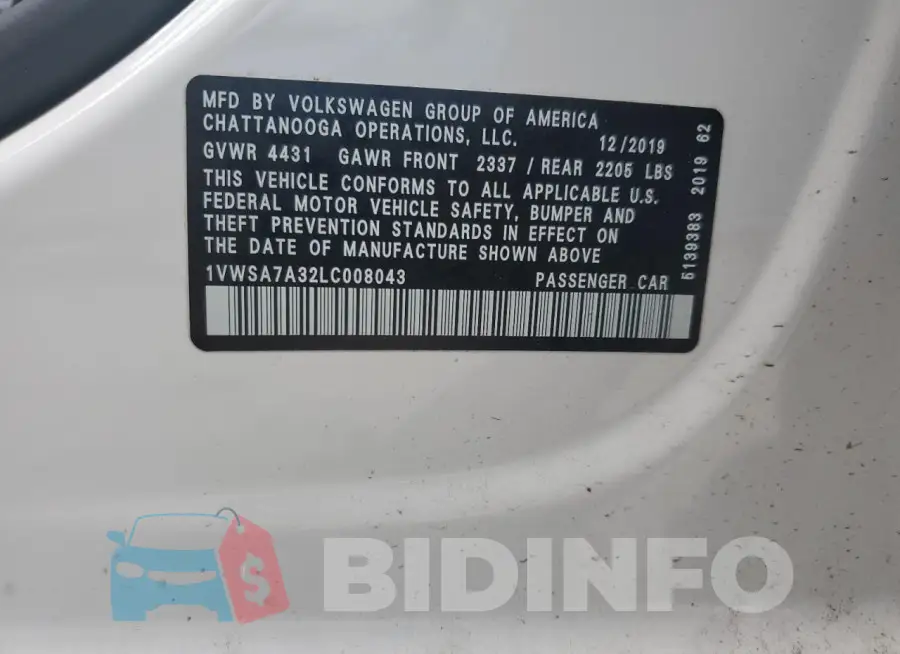 1VWSA7A32LC008043 Photo# 13