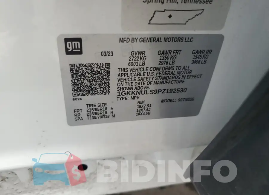 1GKKNULS9PZ192530 Photo# 13