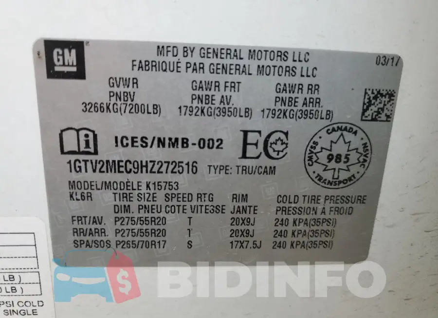 1GTV2MEC9HZ272516 Photo# 12