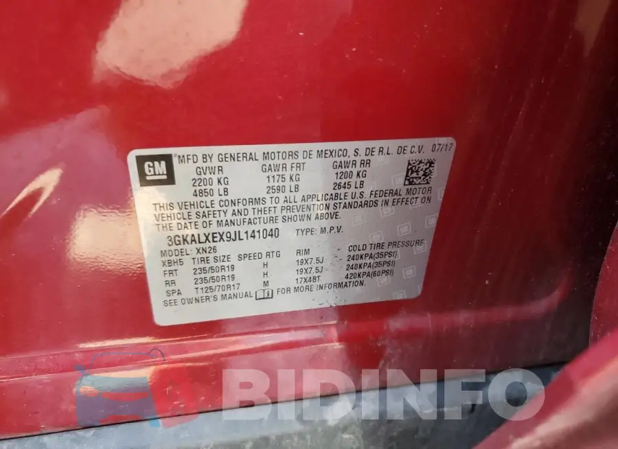 3GKALXEX9JL141040 Photo# 13