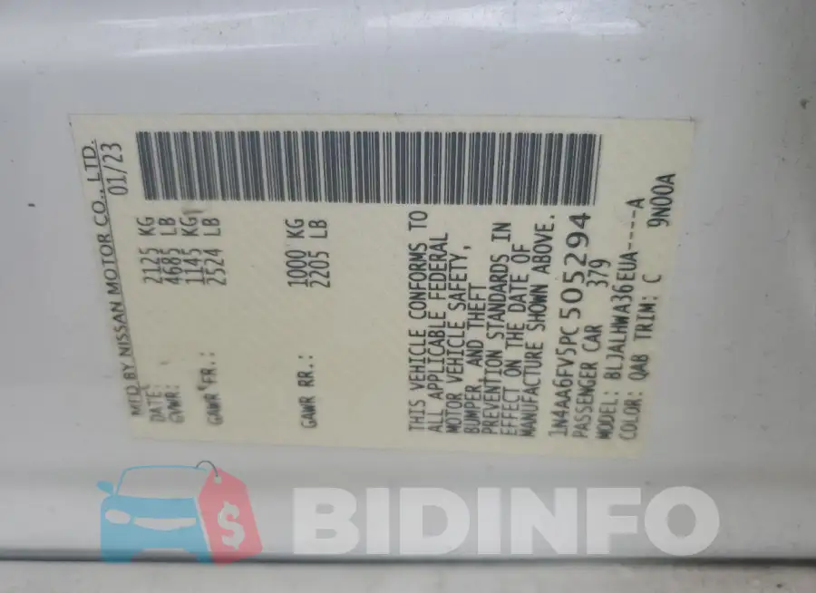 1N4AA6FV5PC505294 Photo# 12