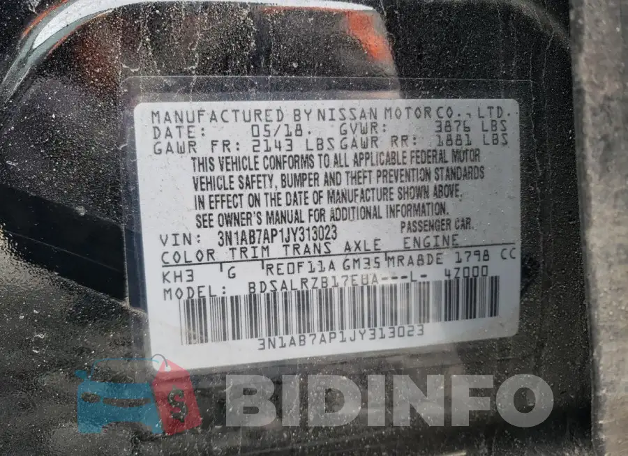 3N1AB7AP1JY313023 Photo# 12